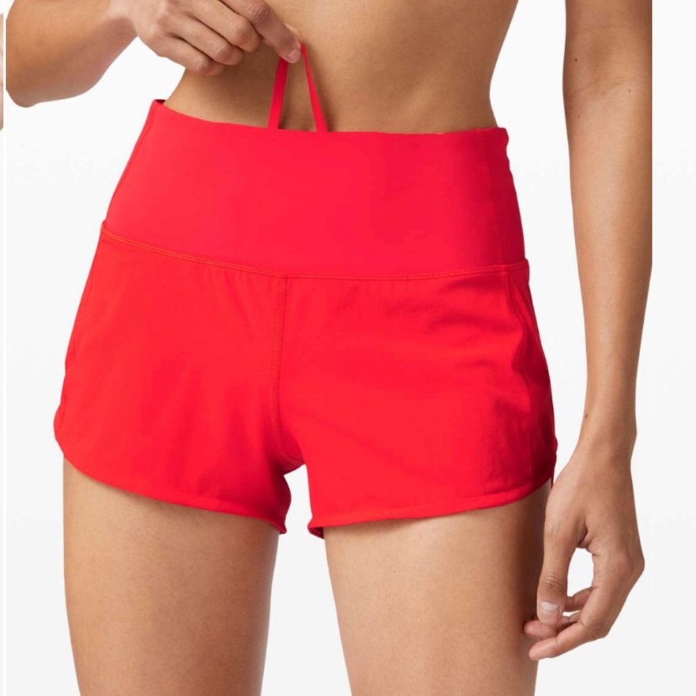 Lululemon Bright Red Mid-rise Speed Up Short 2.5” Size 6